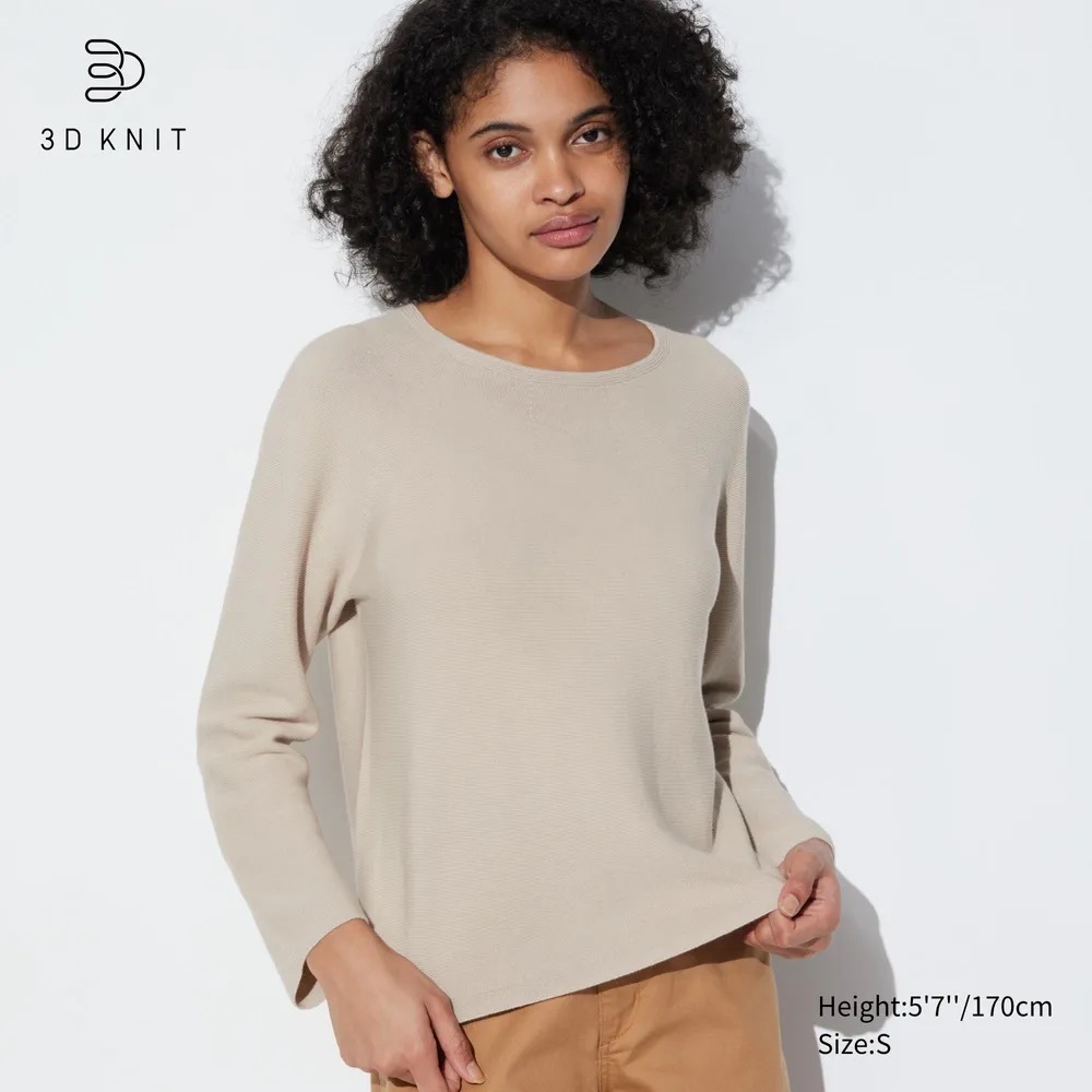 Uniqlo 3D Knit Cotton Long Sleeve Sweater
